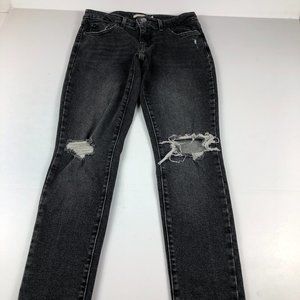 Levi's Jeans Women's 26 711 Skinny Fit Black Distressed Faded Stretch Denim